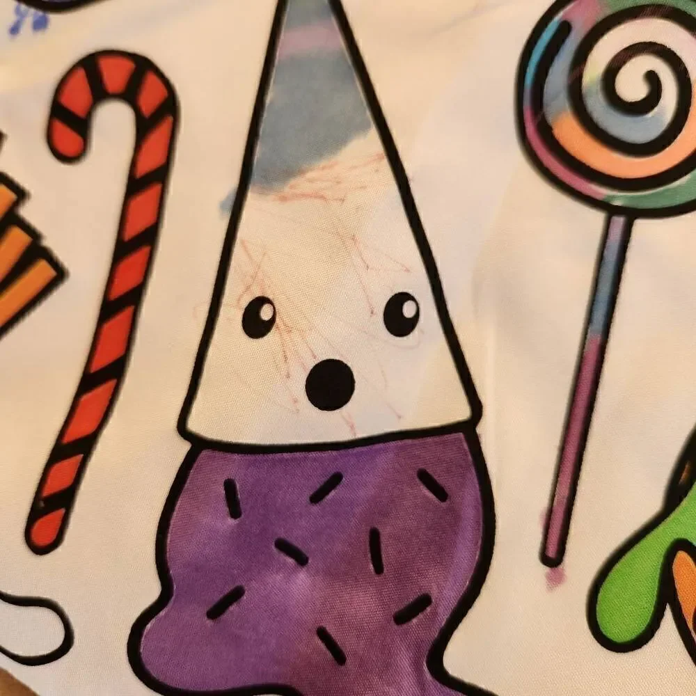 Girl youth pillowcase cute ice cream cone junk food print coloring diy